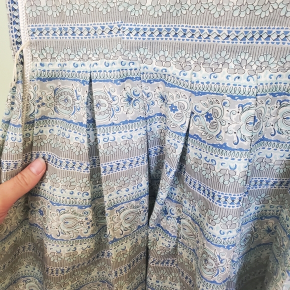 Vtg 1950s Blue Print Patterned Sun Dress Size XS Sock Hop Tea Length Rockabilly - Picture 11 of 15